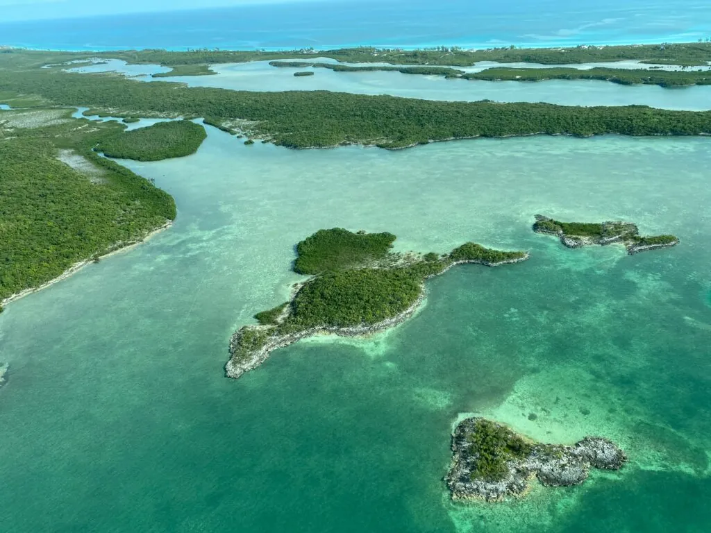Panoramic image of small islands.